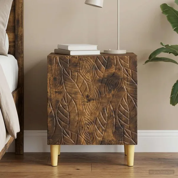 Table de chevet Chêne fumé 43 x 34,5 x 50 cm Bois d'ingénierie