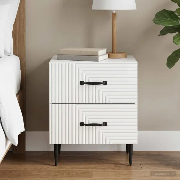 Cabinet de chevet Blanc brillant 43 x 34,5 x 47,5 cm