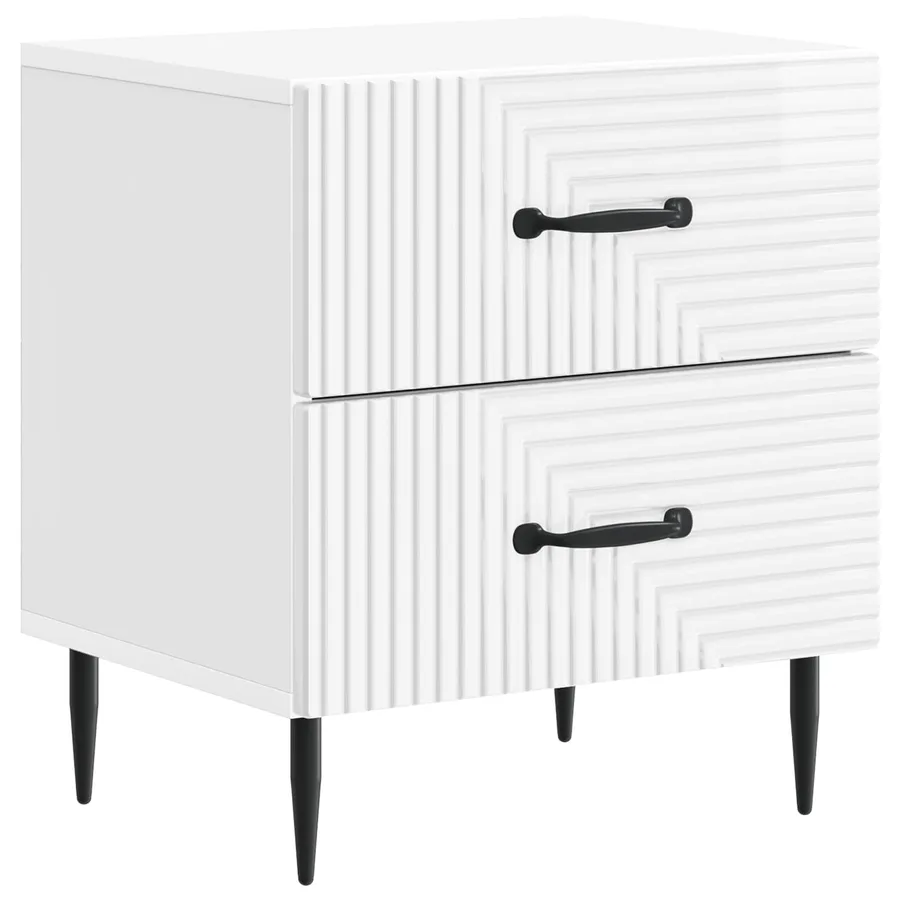 Cabinet de chevet Blanc brillant 43 x 34,5 x 47,5 cm - 2