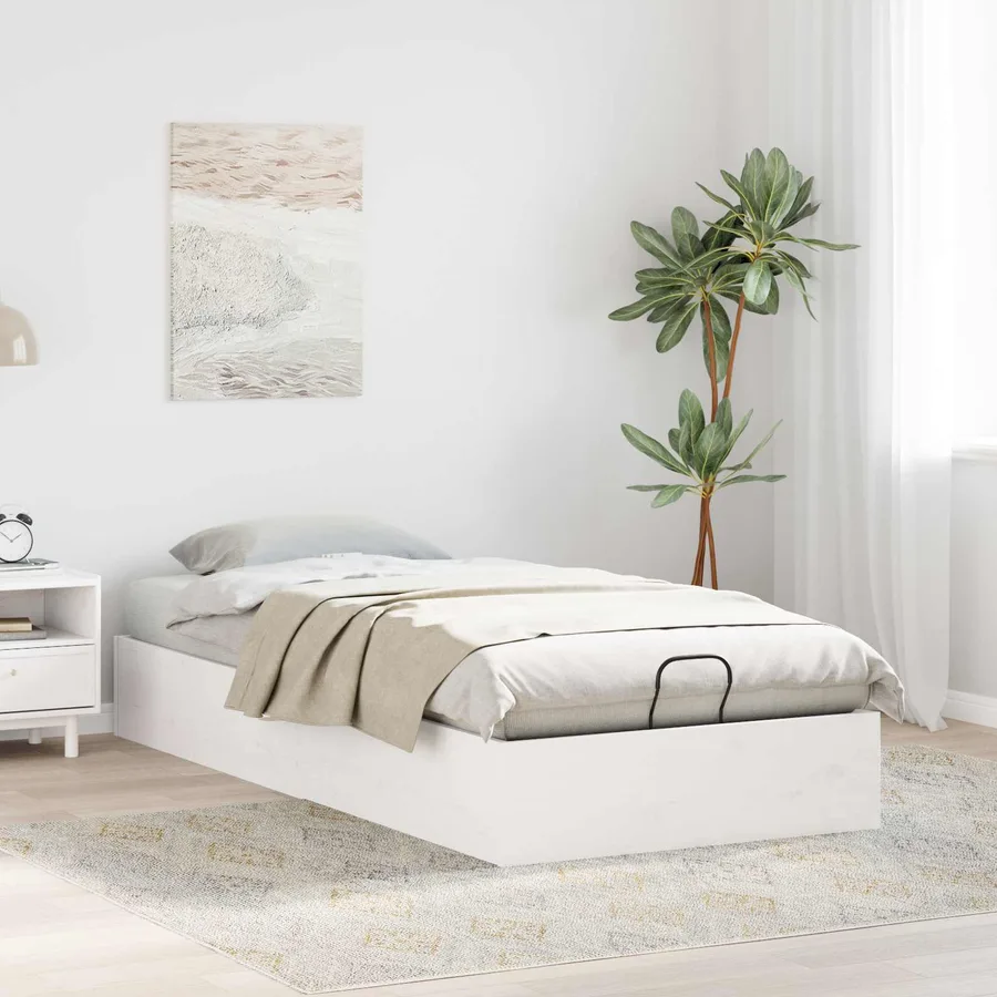 Cadre de lit ottoman avec rangement Blanc 90 x 190 cm - 4