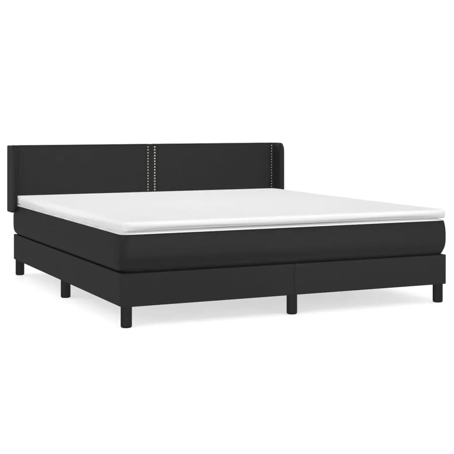 Sommier à lattes de lit avec matelas Noir 180x200 cm Similicuir - 2