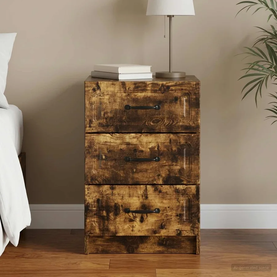 Cabinet de chevet avec tiroir Chêne fumé 43 x 41 x 63,5 cm