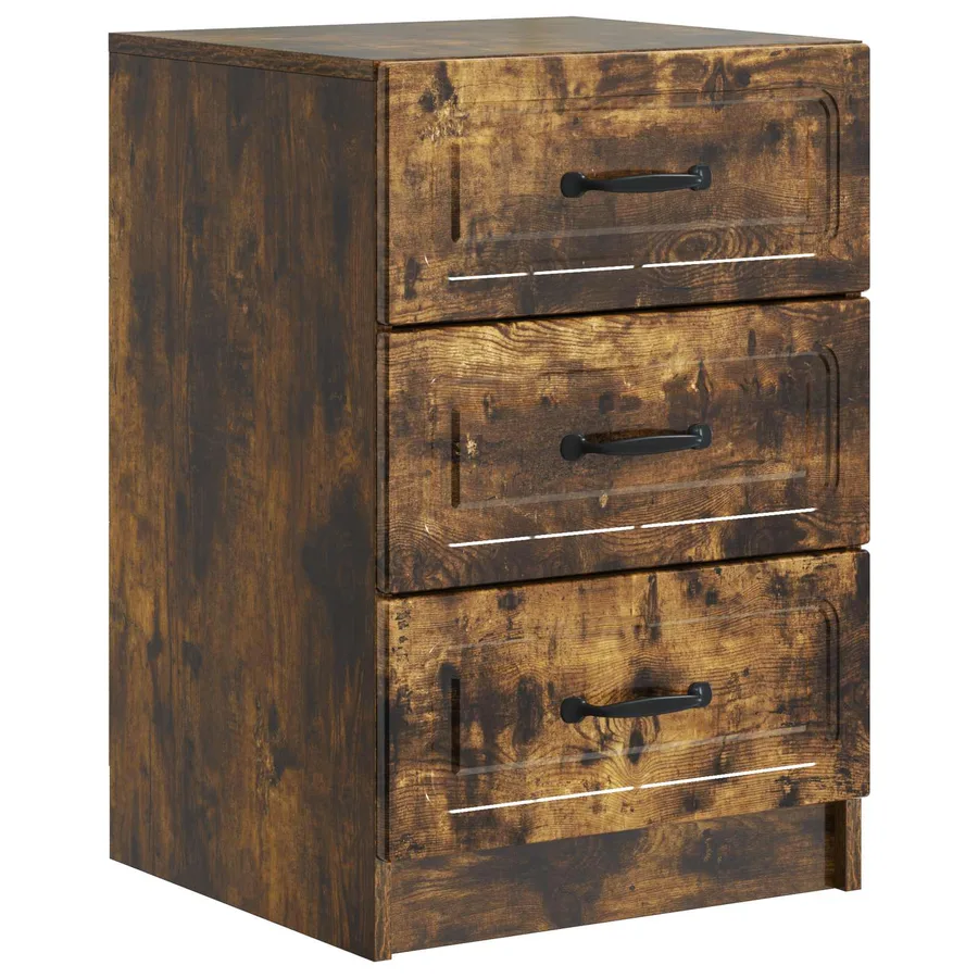Cabinet de chevet avec tiroir Chêne fumé 43 x 41 x 63,5 cm - 2