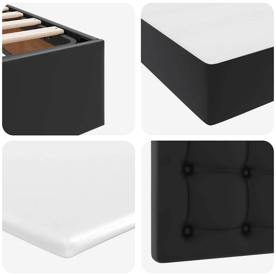 Lit avec rangement et LED Noir 90 x 200 cm Simili cuir - 13