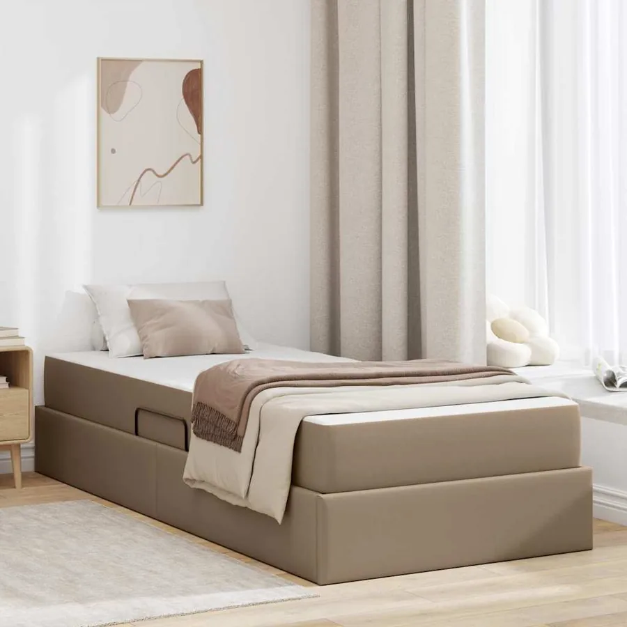 Lit avec rangement et matelas 2 pcs Cappuccino Cuir