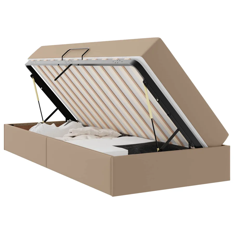 Lit avec rangement et matelas 2 pcs Cappuccino Cuir - 2