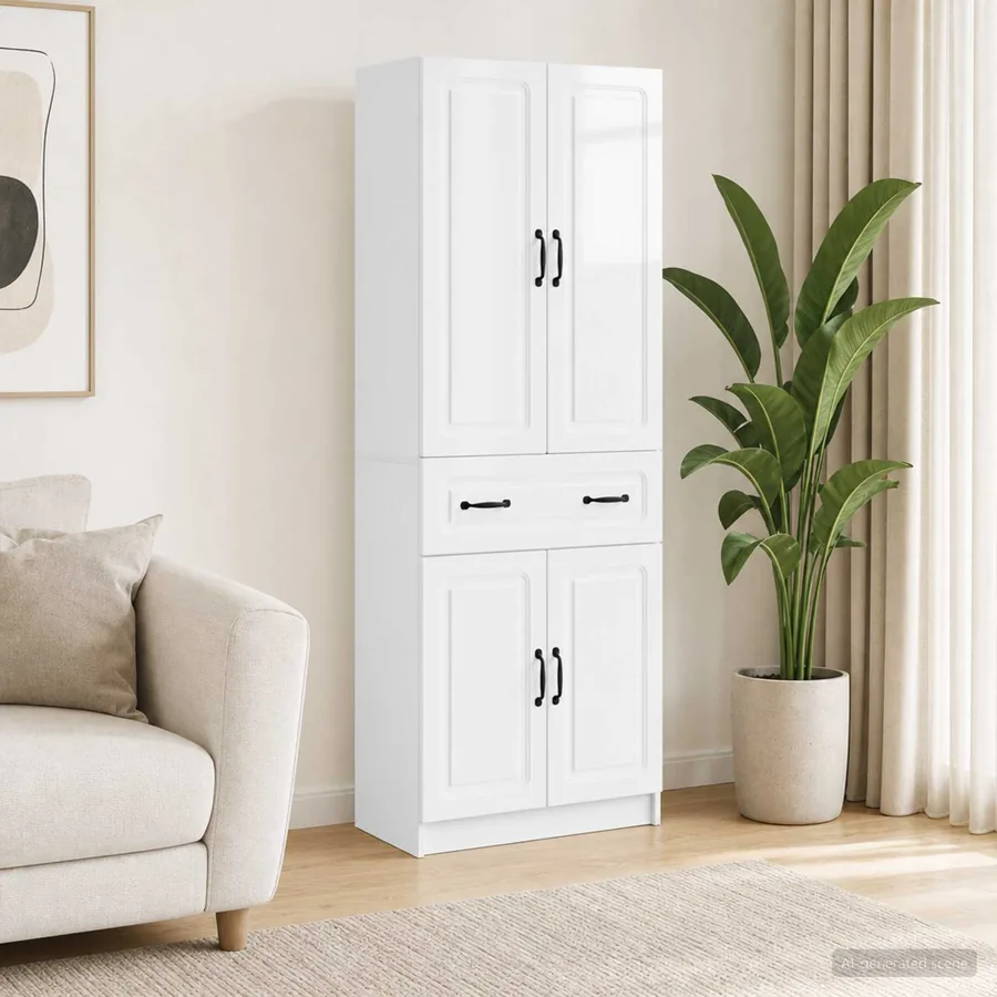 Ensemble de Meubles 2 pcs Blanc brillant Bois d'ingénierie