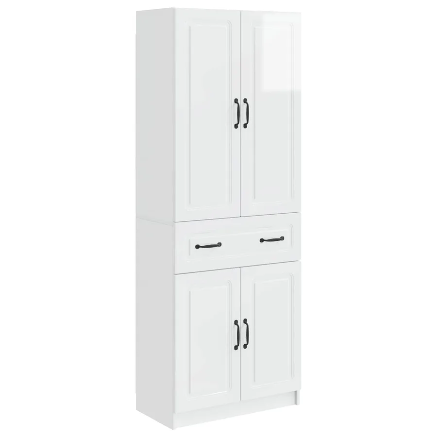 Ensemble de Meubles 2 pcs Blanc brillant Bois d'ingénierie - 2