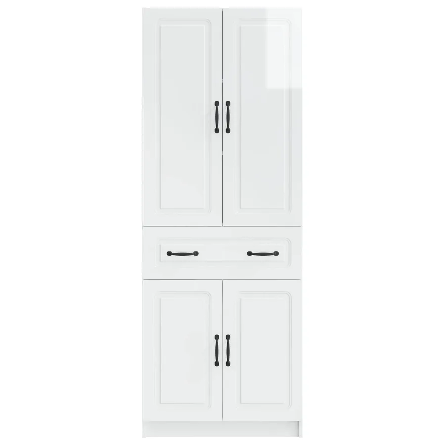 Ensemble de Meubles 2 pcs Blanc brillant Bois d'ingénierie - 5
