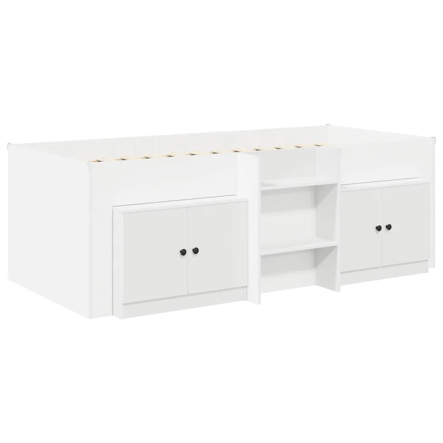Cadre de lit en loft avec armoire 3 pc Blanc Bois d'ingénierie - 3