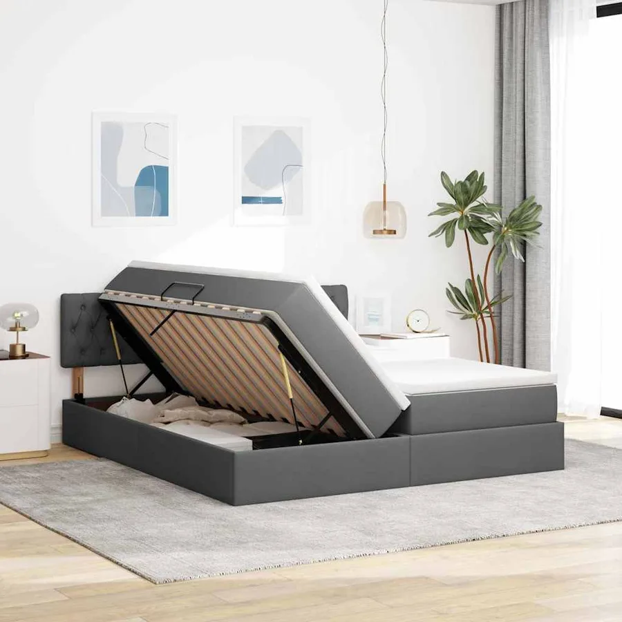 Lit de Rangement Gris foncé 180 x 200 cm Cuir synthétique - 4
