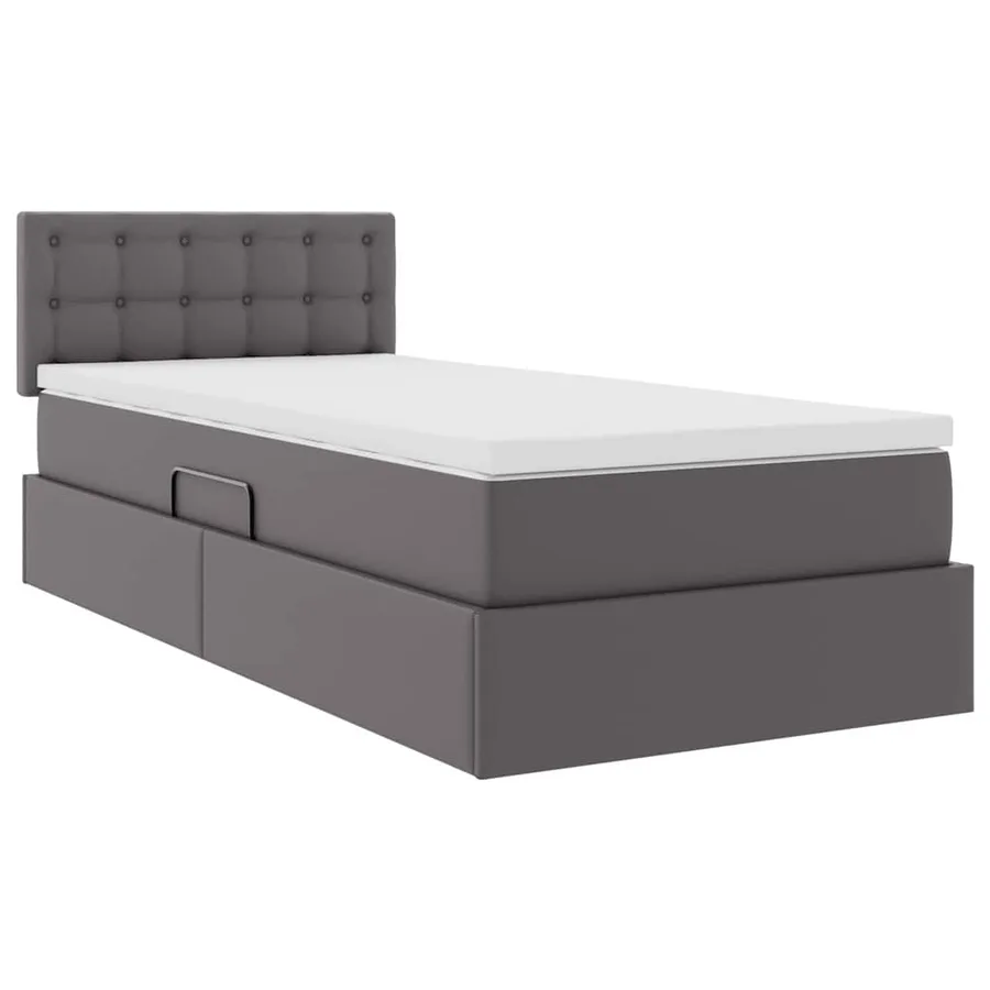 Lit avec rangement et matelas Gris 90 x 200 cm Simili cuir - 5