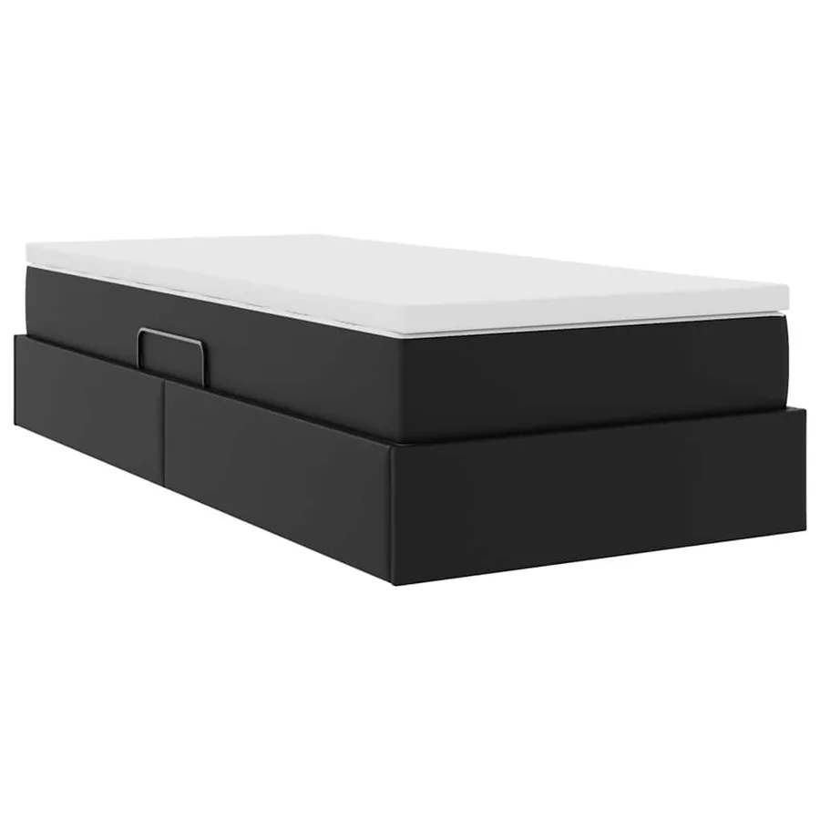 Lit avec rangement et matelas Noir 100 x 200 cm Simili cuir - 10