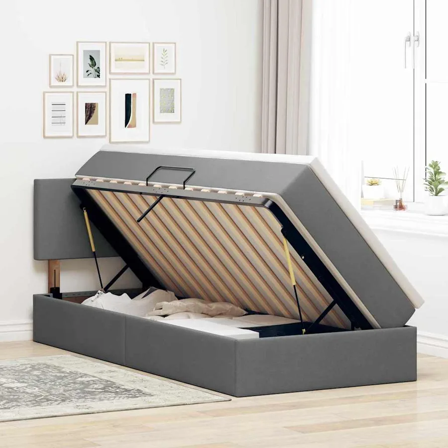 Lit avec rangement et matelas Gris foncé 90 x 200 cm - 4
