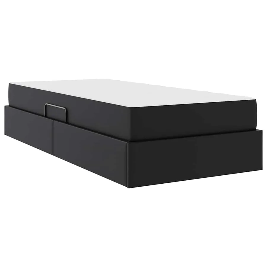 Lit avec rangement et matelas avec matelas 2 pcs Noir Cuir - 4