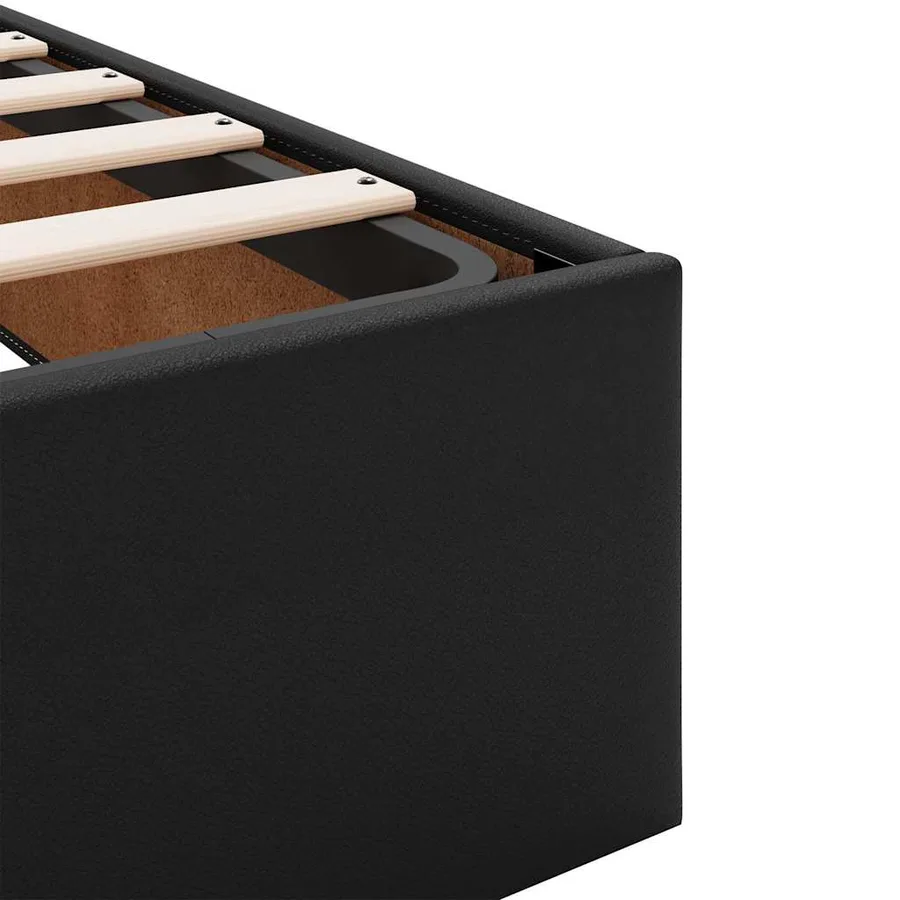 Lit avec rangement et matelas avec matelas 2 pcs Noir Cuir - 8