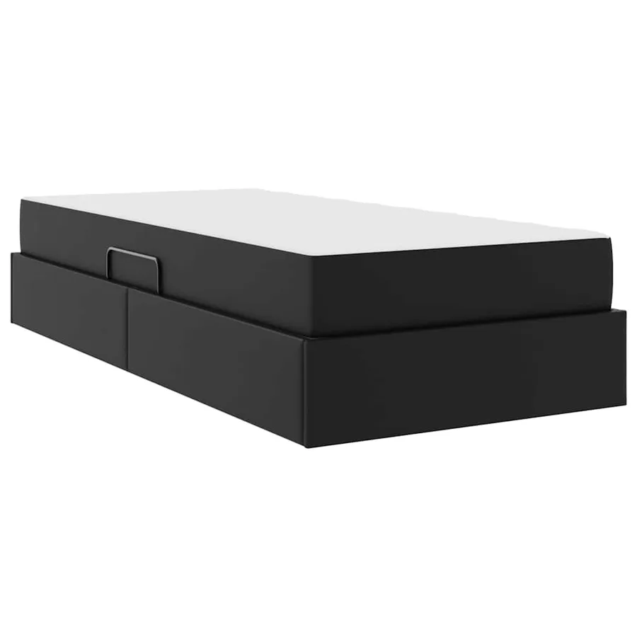 Lit avec rangement et matelas avec matelas 2 pcs Noir Cuir - 9