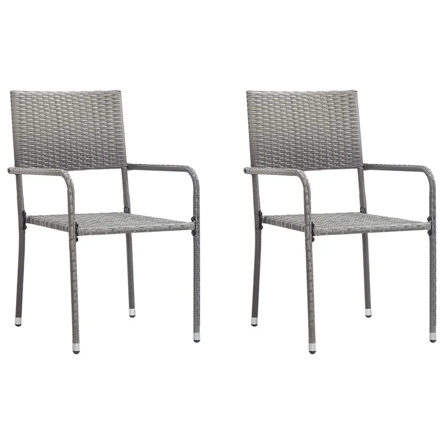 Ensemble à manger de jardin 3pcs gris/noir résine tressée/acier - 3