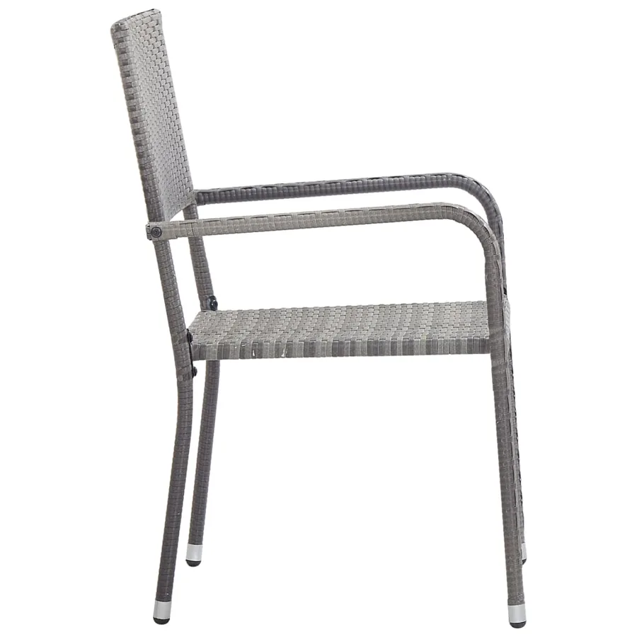Ensemble à manger de jardin 3pcs gris/noir résine tressée/acier - 6