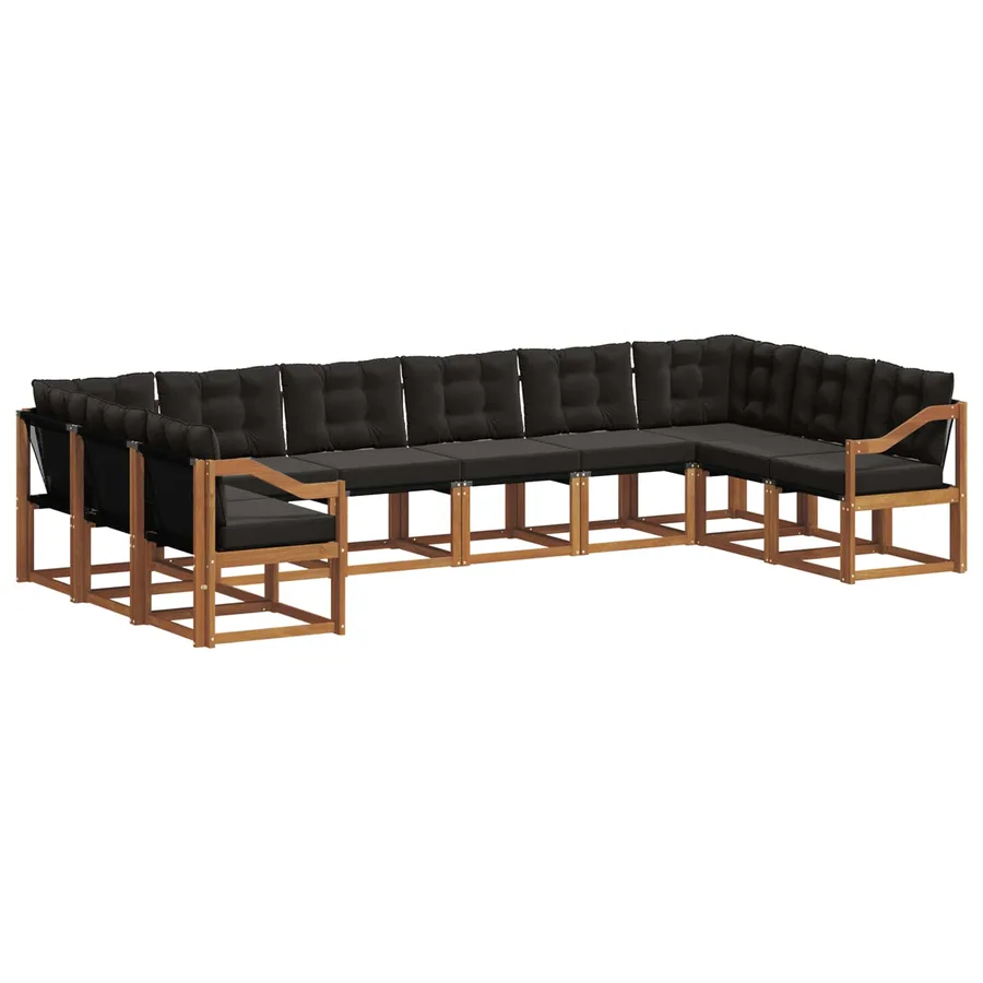 Ensemble de canapés d'extérieur 10 pcs Naturel et Noir - 2