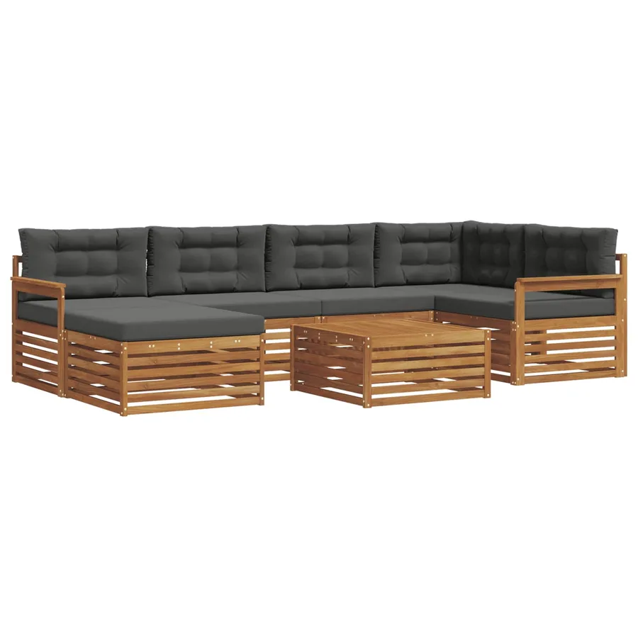 Ensemble de canapés d'extérieur 7 pcs Naturel et Anthracite - 2