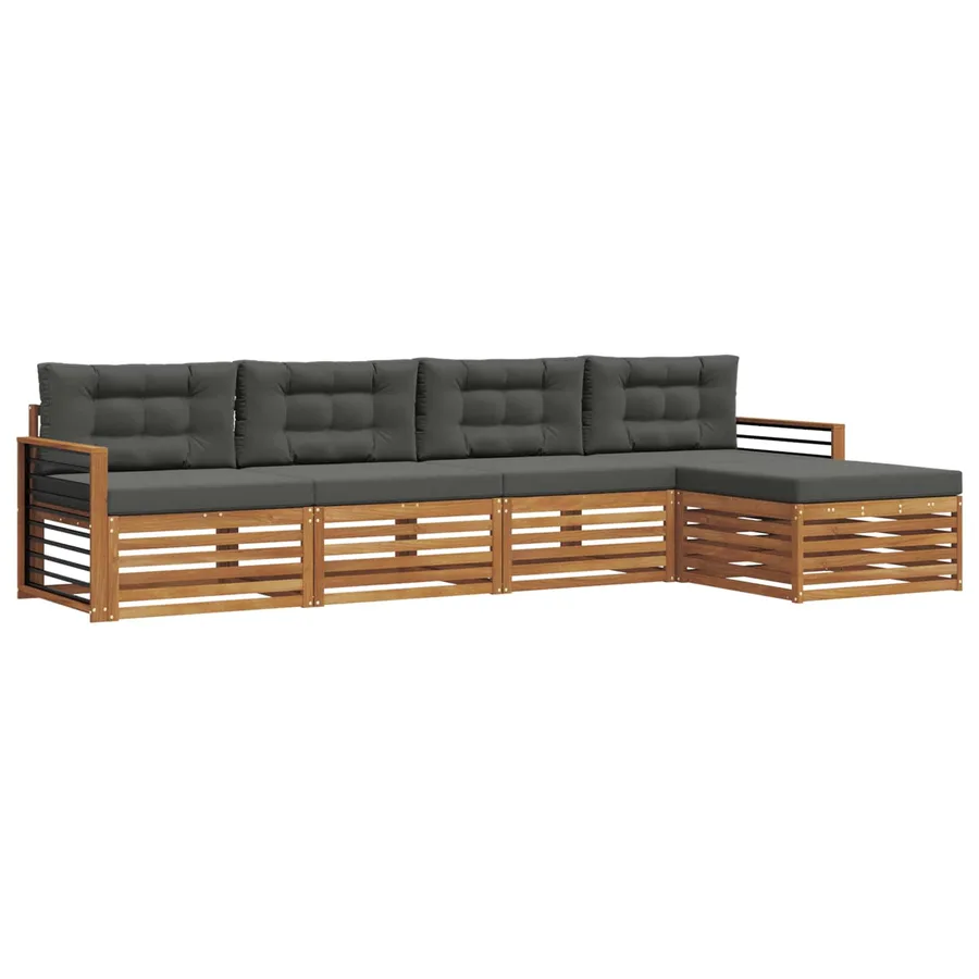 Ensemble de canapés d'extérieur 5 pcs Naturel et Anthracite - 2