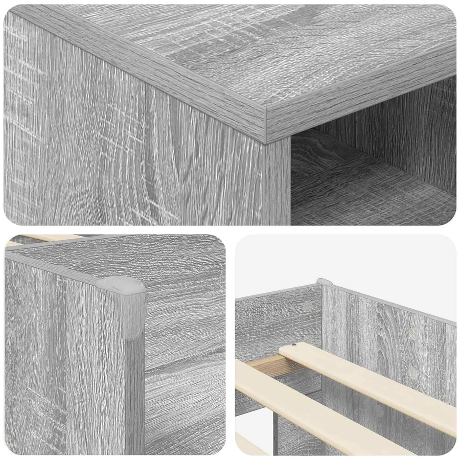 Cadre de lit en loft avec armoire avec étagère 3 pc Sonoma gris - 6