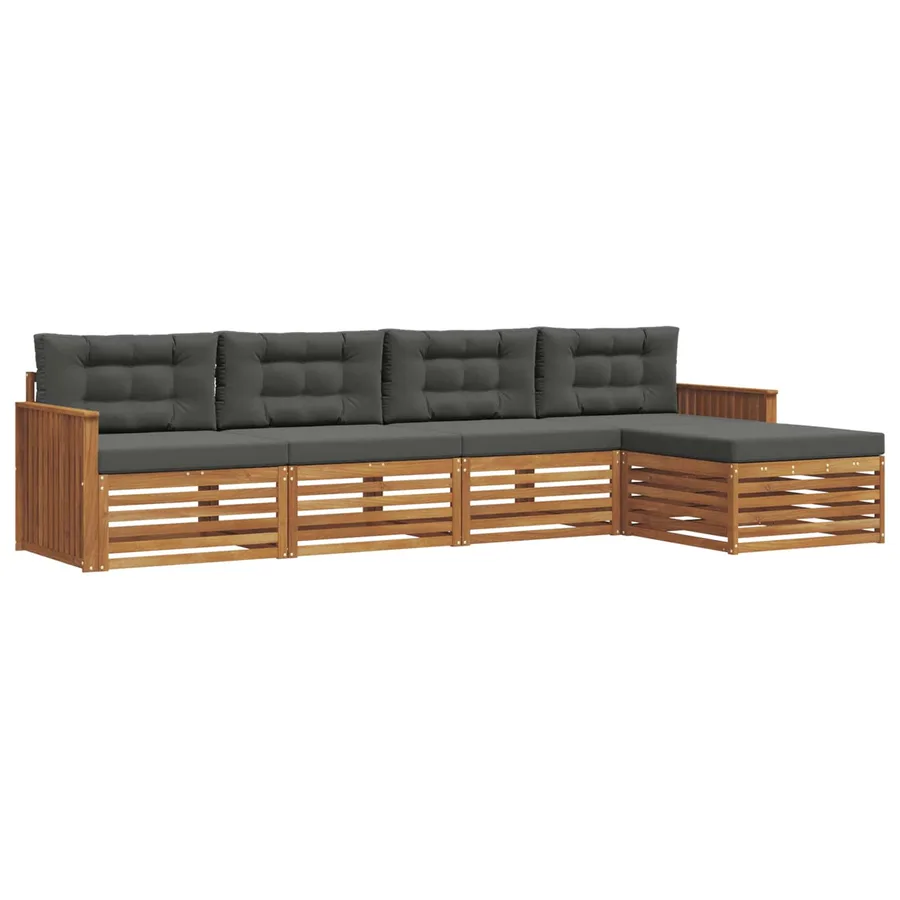 Ensemble de canapés d'extérieur 5 pcs Naturel et Anthracite - 2