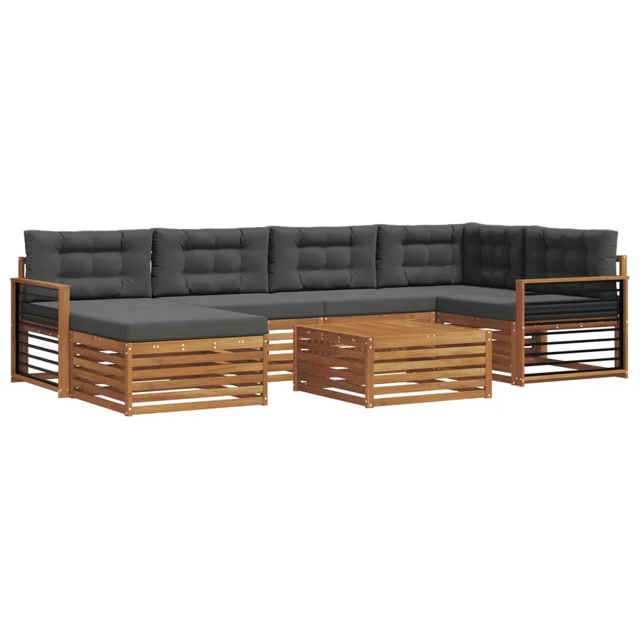 Ensemble de canapés d'extérieur 7 pcs Naturel et Anthracite - 2