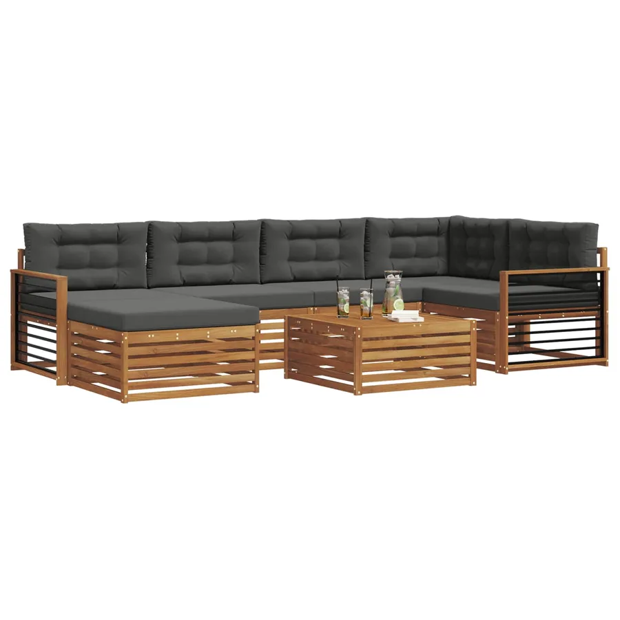 Ensemble de canapés d'extérieur 7 pcs Naturel et Anthracite - 3