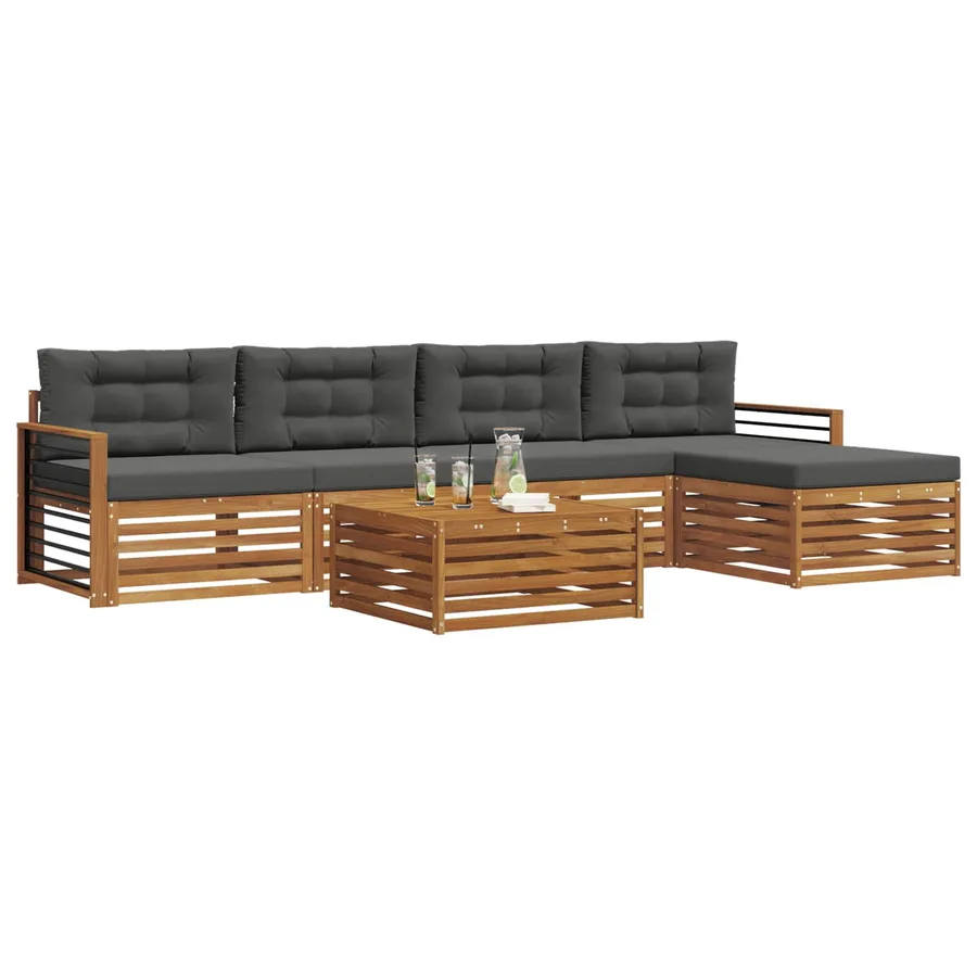 Ensemble de canapés d'extérieur 6 pcs Naturel et Anthracite - 3