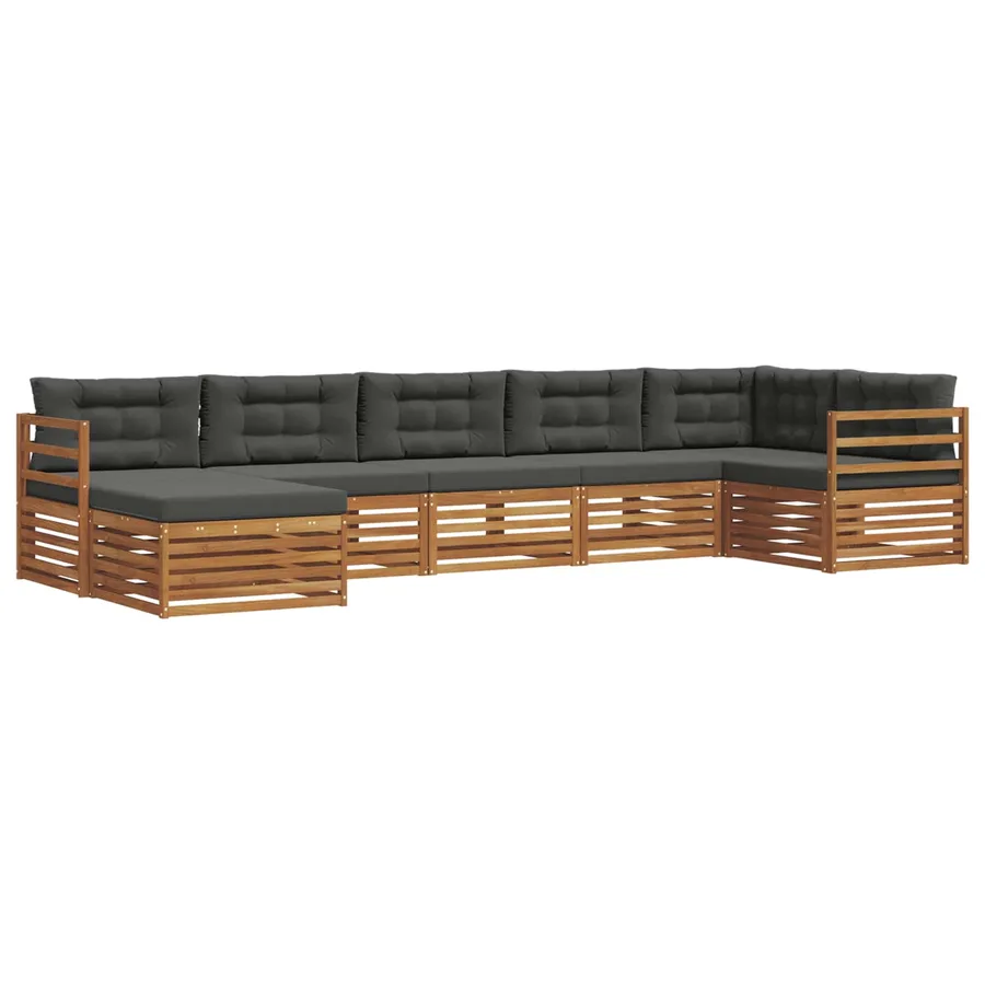 Ensemble de canapés d'extérieur 7 pcs Naturel et Anthracite - 2