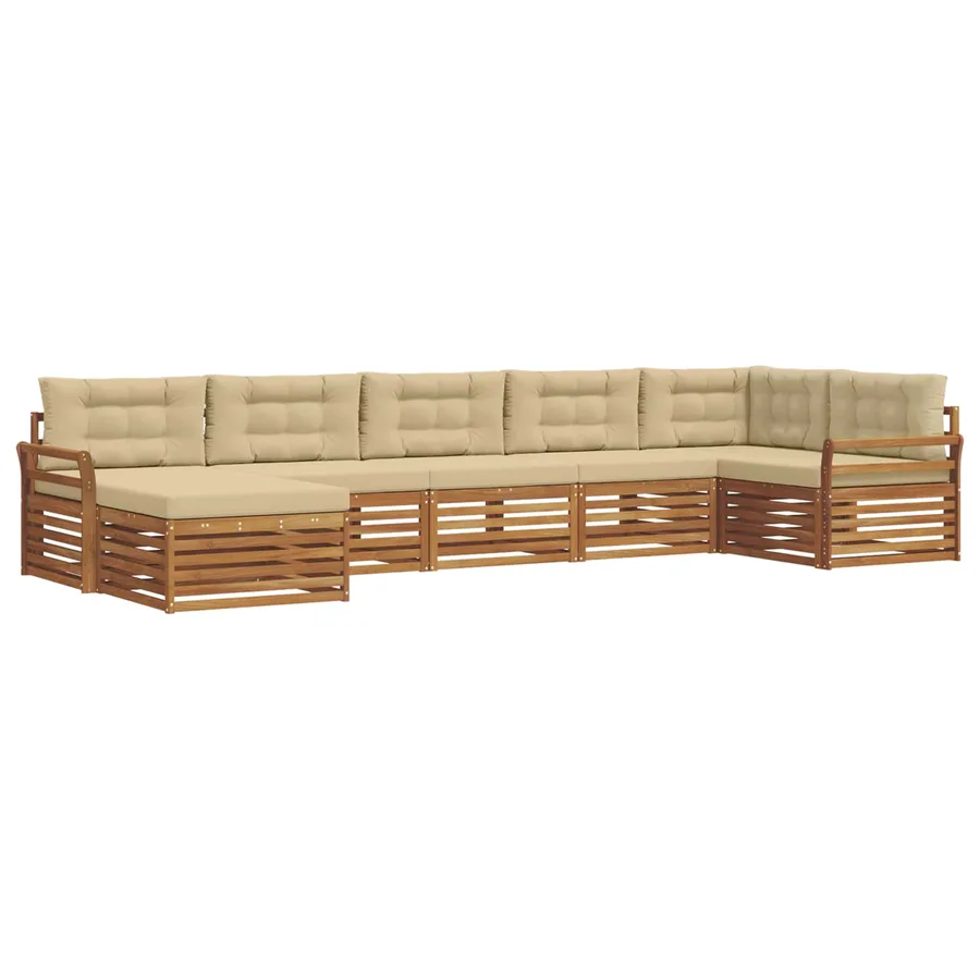 Ensemble de canapés d'extérieur 7 pcs Naturel et Beige - 2