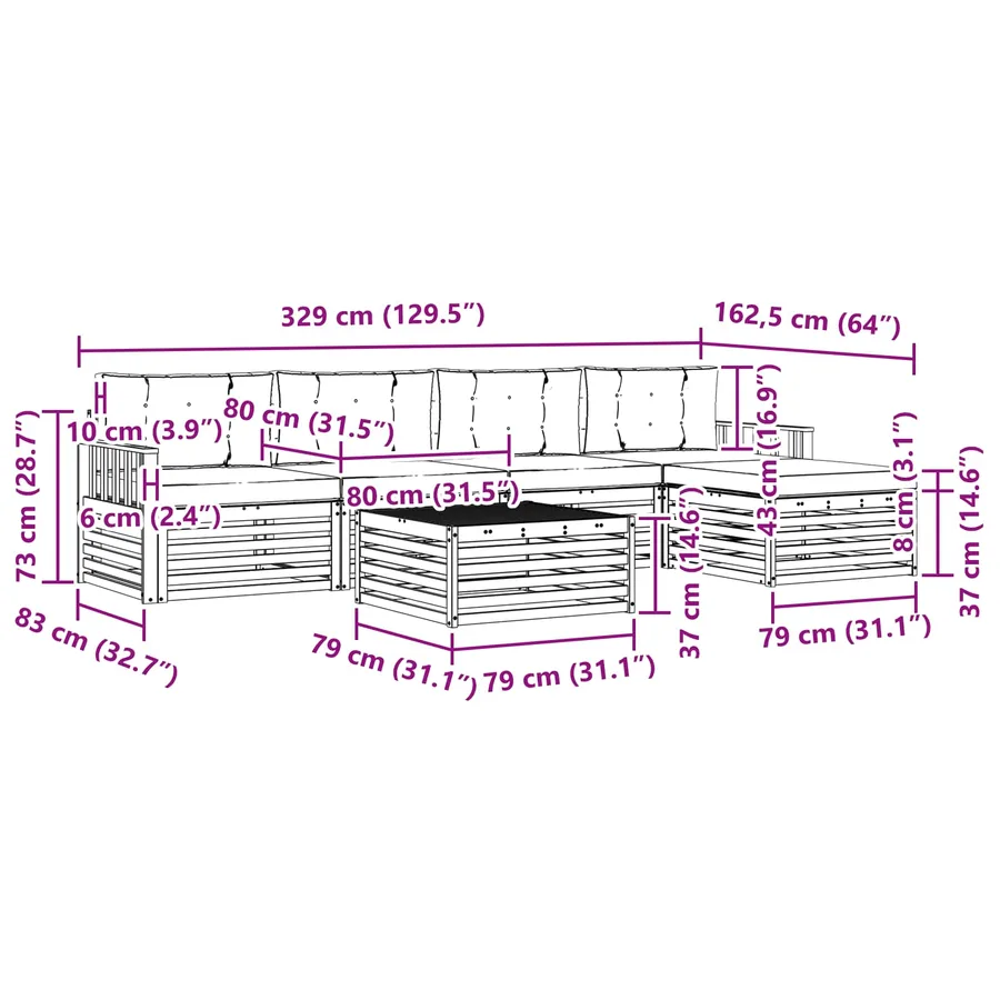 Ensemble de canapés d'extérieur 6 pcs Naturel et Beige - 8