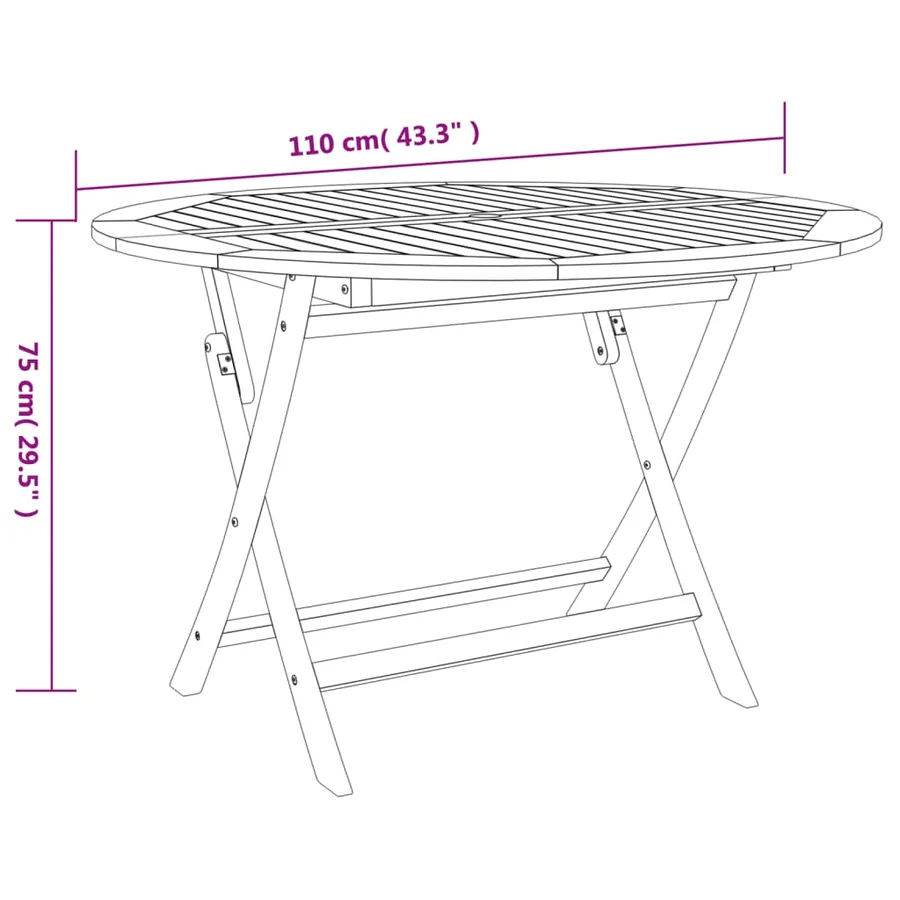 Ensemble à manger de jardin 5 pcs Bois d'acacia solide - 11