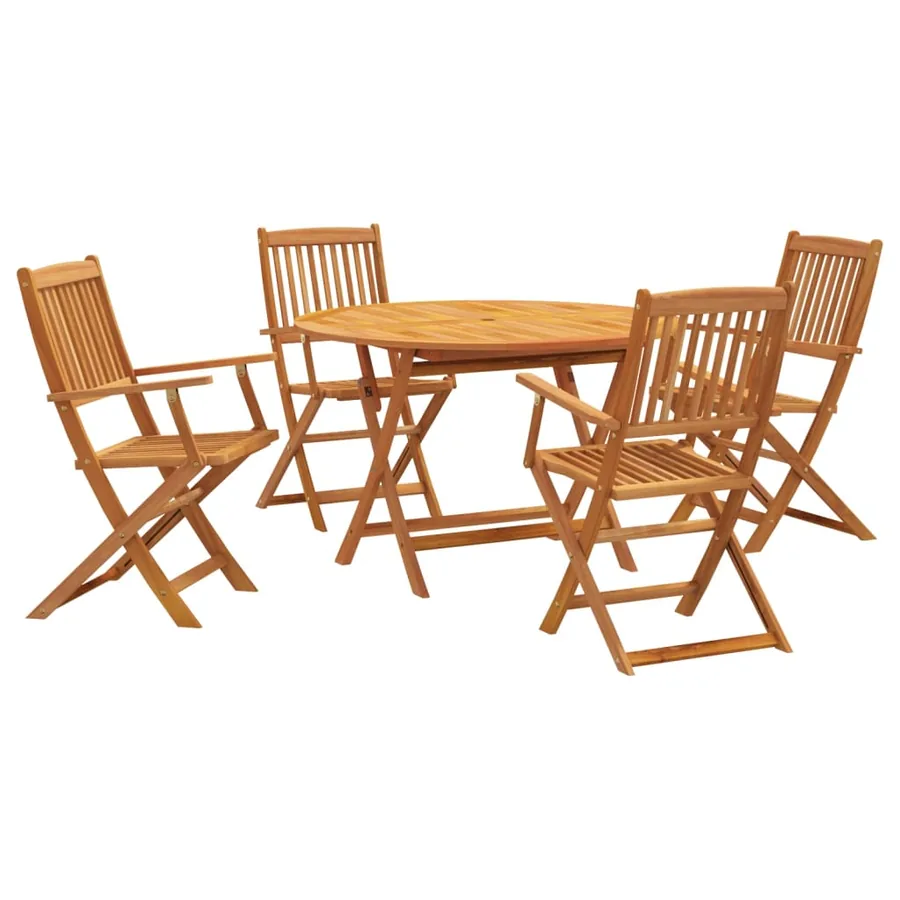 Ensemble à manger de jardin 5 pcs Bois d'acacia solide - 2