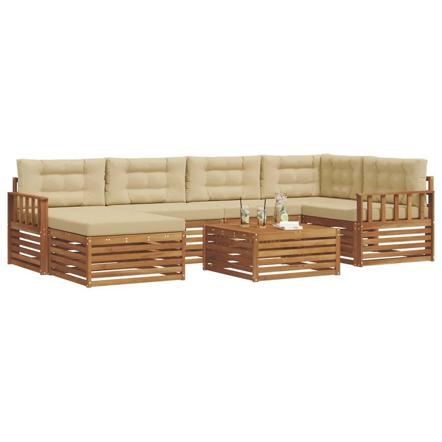 Ensemble de canapés d'extérieur 7 pcs Naturel et Beige - 3