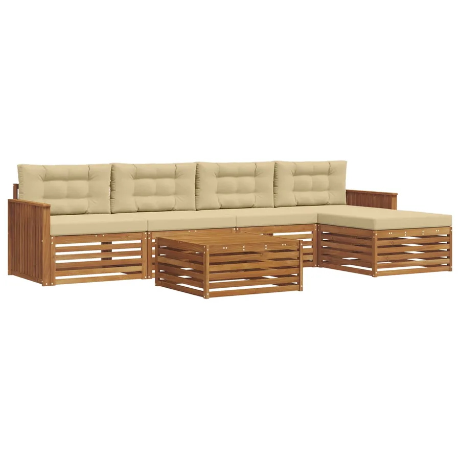 Ensemble de canapés d'extérieur 6 pcs Naturel et Beige - 2
