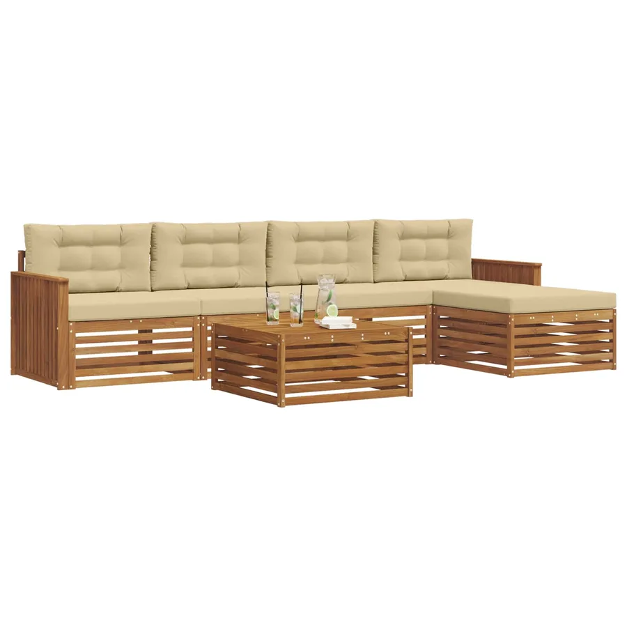 Ensemble de canapés d'extérieur 6 pcs Naturel et Beige - 3