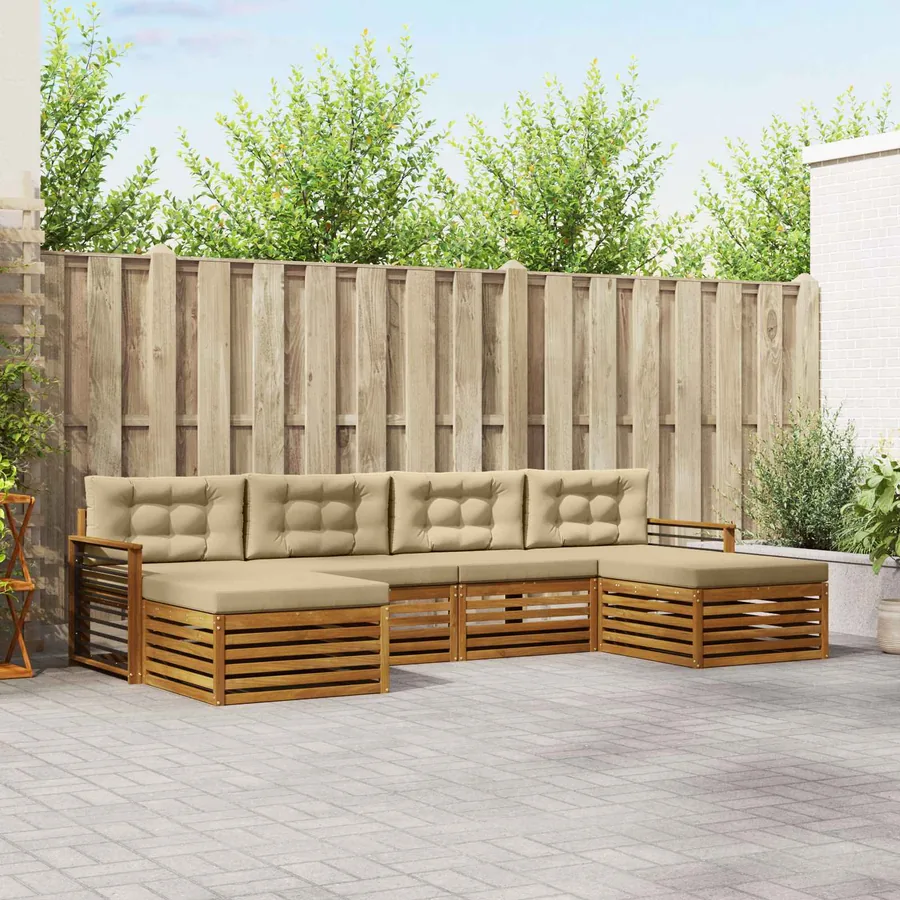 Ensembles de canapés avec coussin 6 pcs Naturel et Beige