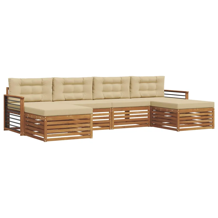 Ensembles de canapés avec coussin 6 pcs Naturel et Beige - 2