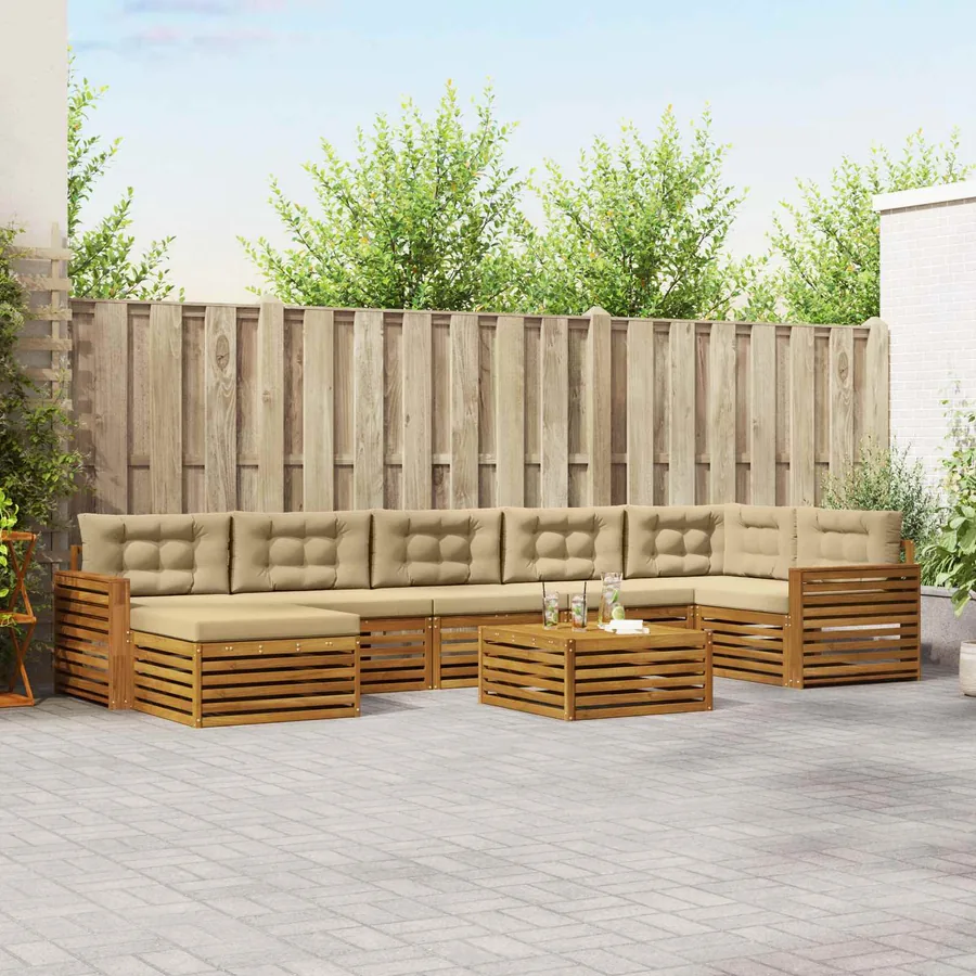Ensemble de canapés d'extérieur 8 pcs Naturel et Beige
