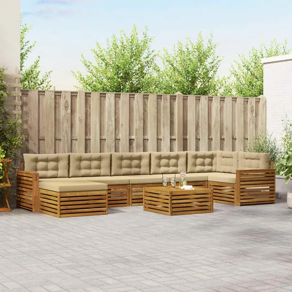Ensemble de canapés d'extérieur 8 pcs Naturel et Beige