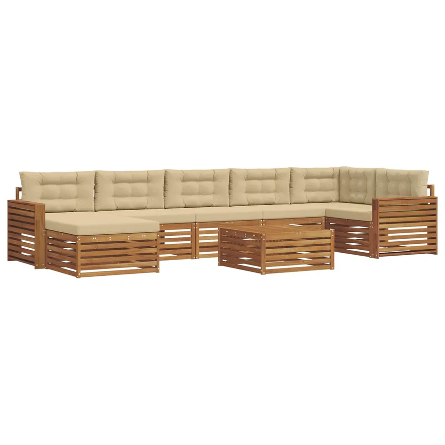 Ensemble de canapés d'extérieur 8 pcs Naturel et Beige - 2