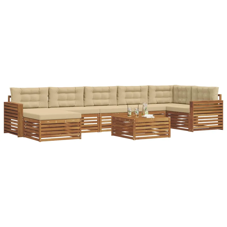 Ensemble de canapés d'extérieur 8 pcs Naturel et Beige - 3
