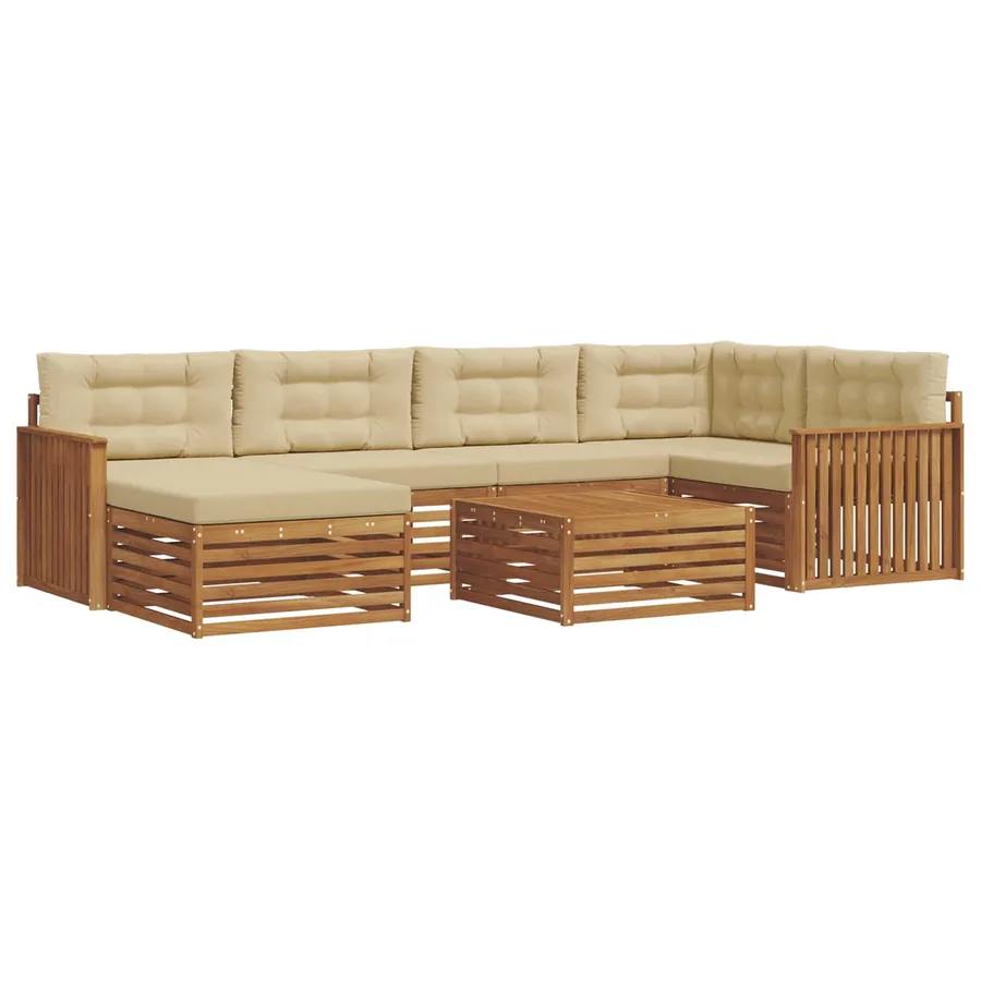 Ensemble de canapés d'extérieur 7 pcs Naturel et Beige - 2