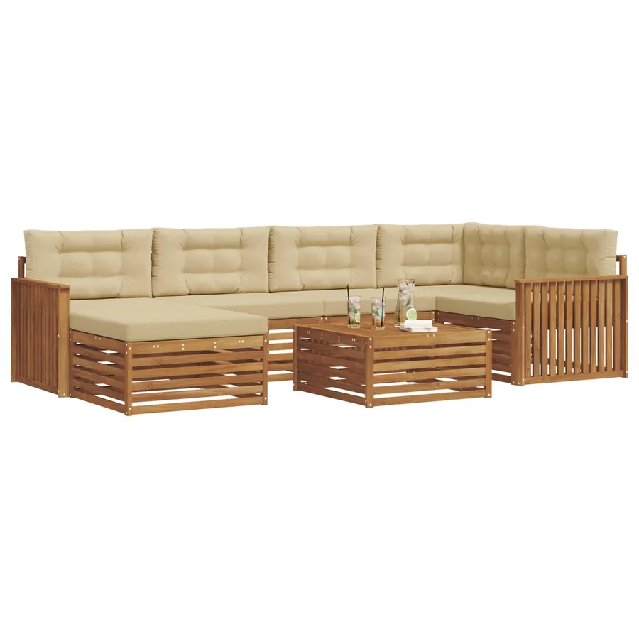 Ensemble de canapés d'extérieur 7 pcs Naturel et Beige - 3