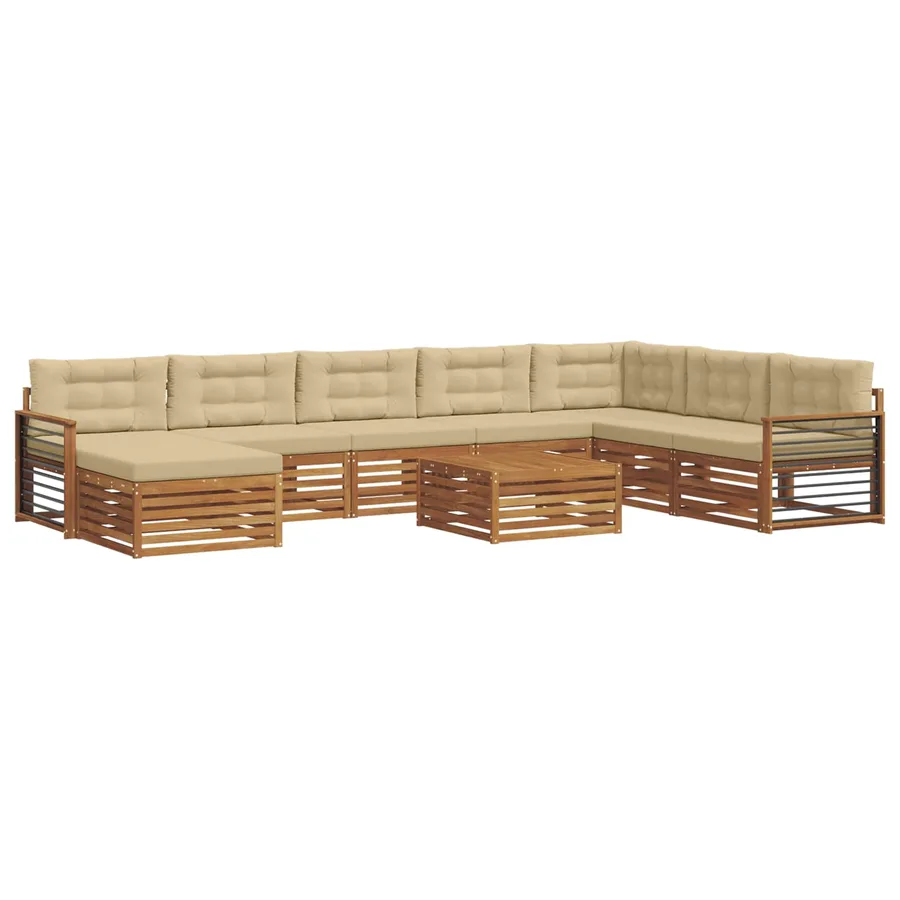 Ensemble de canapés d'extérieur 9 pcs Naturel et Beige - 2