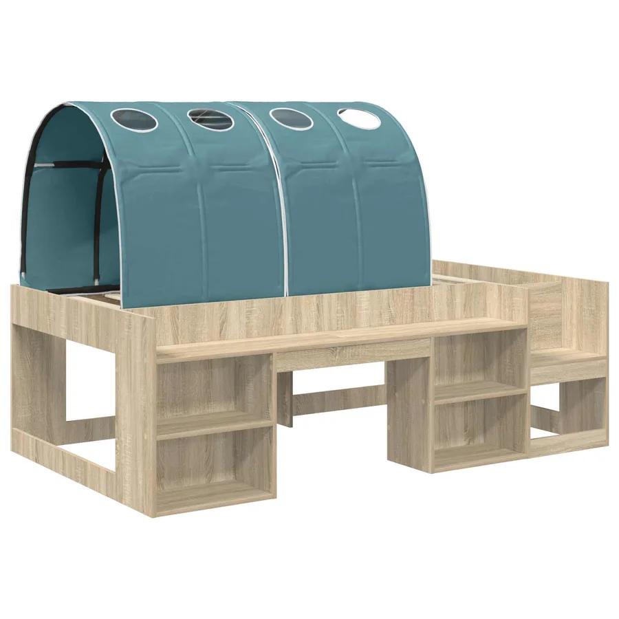 Cadre de lit avec tunnel 3 pc Chêne Sonoma et bleu clair - 3