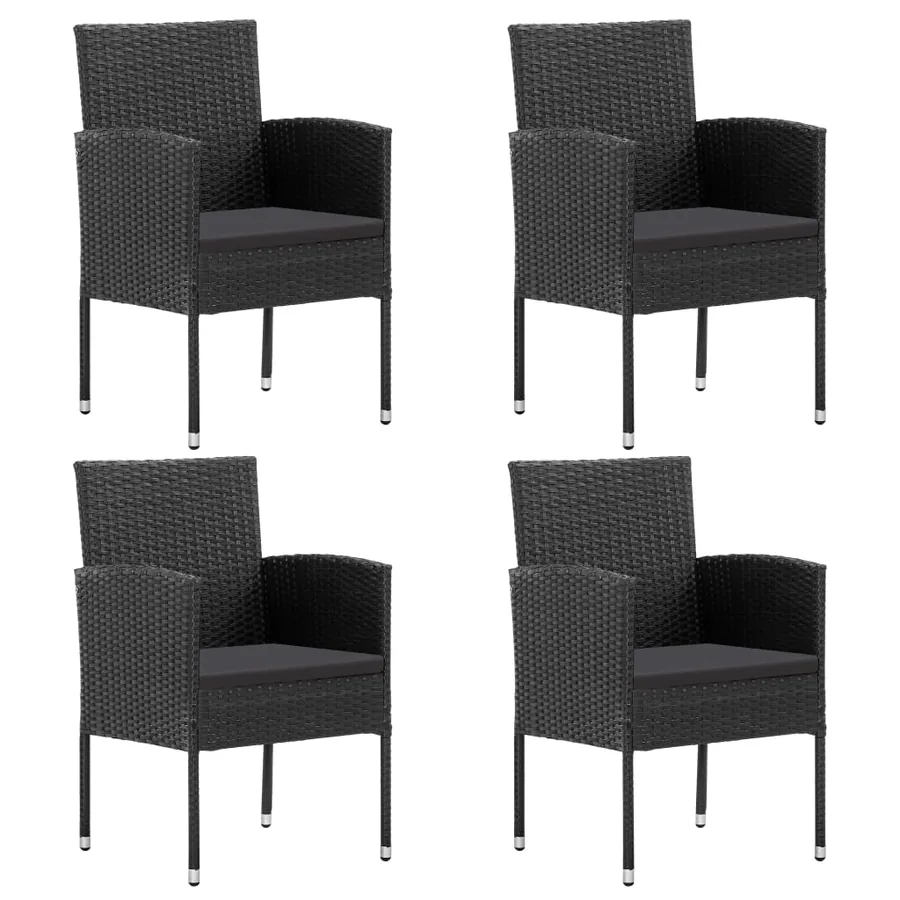 Ensemble à manger de jardin 5 pcs noir résine tressée et acier - 3